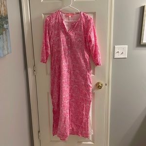 Preppy Pink Palm Beach Linen Kaftan
